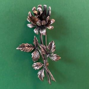 Vintage Sterling Silver Floral Brooch